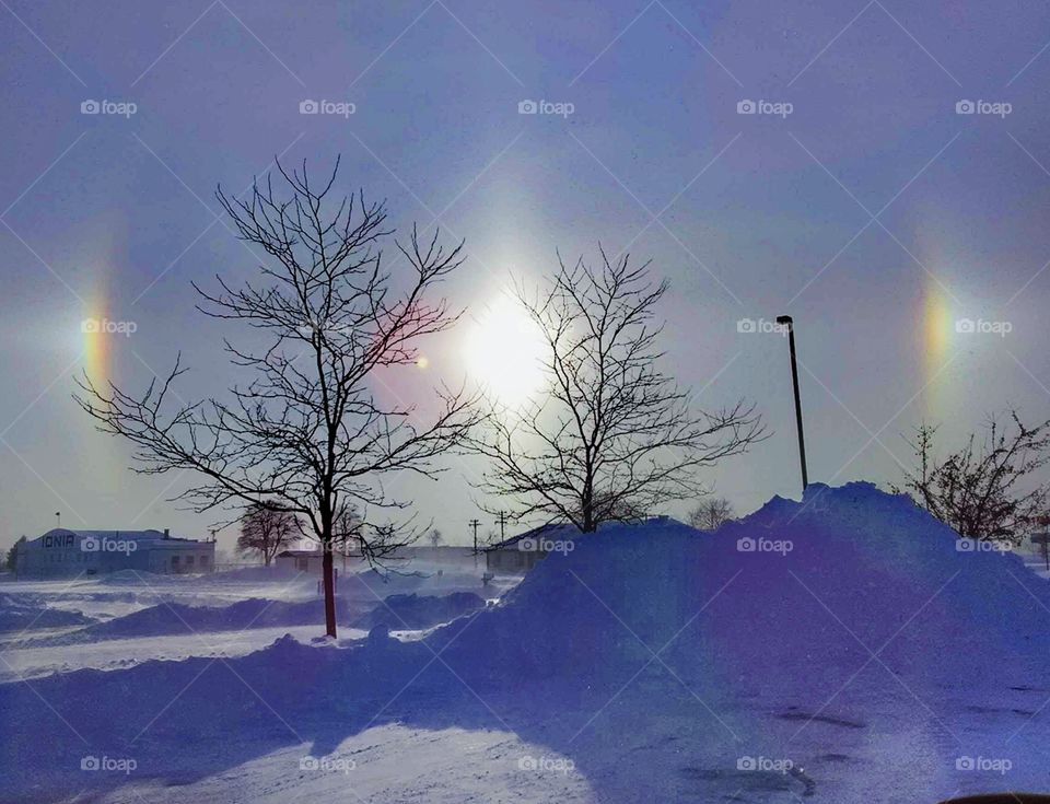 winter halo around the sun