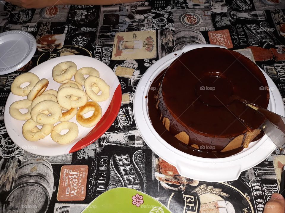 chocolate-covered carrot cake and cookies