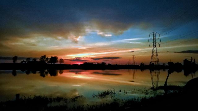 Sunset reflection in a flooded field near Shelby, Ohio
