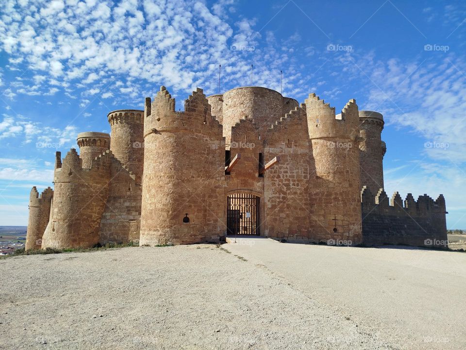 Belmonte Castle, ancient, large and majestic, located in Castilla la Mancha