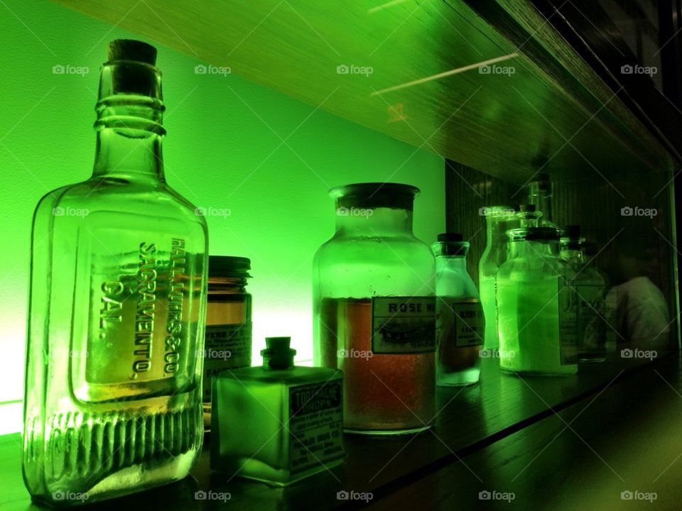 Bottles in chemistry lab