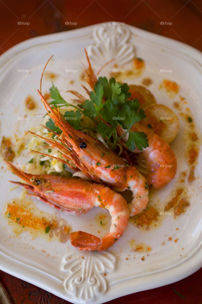 Gourmet prawn appetizer 