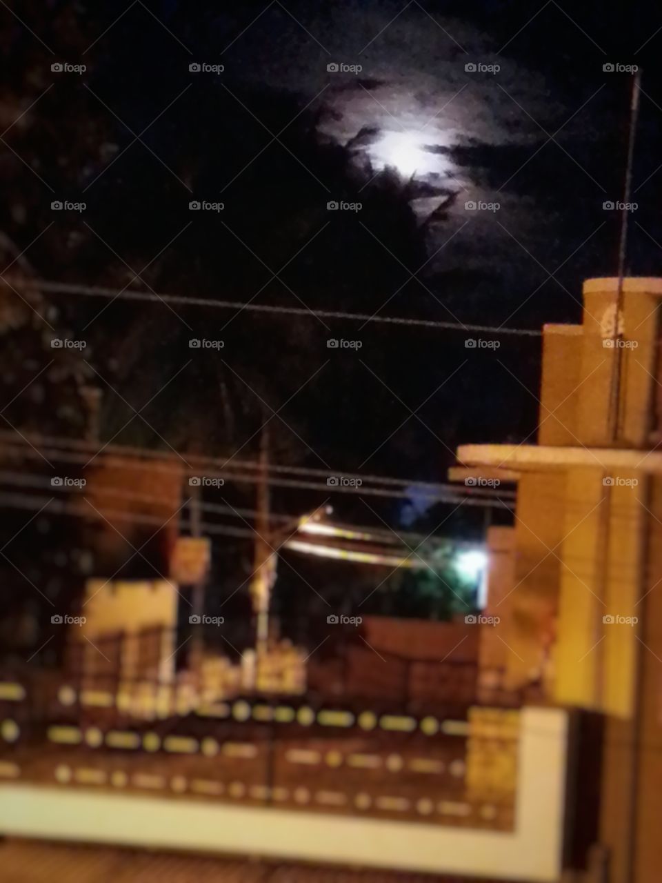 night vision. moon behind