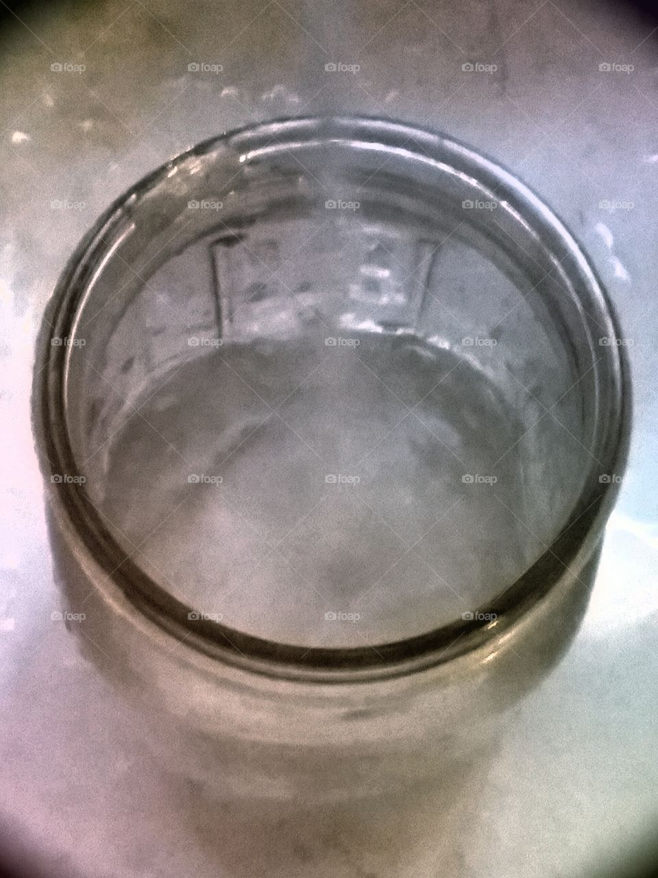 Water Filling Mason Jar (overhead perspective)