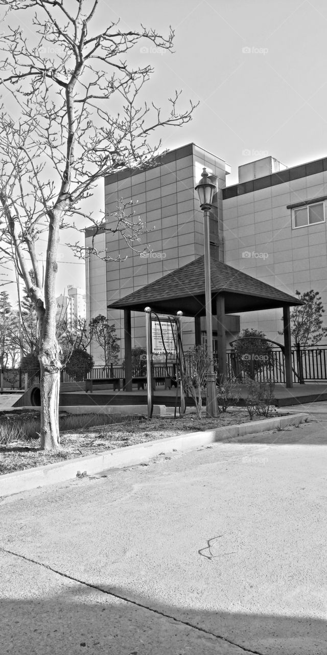 The rest house at the back of kindergarten school in south korea.