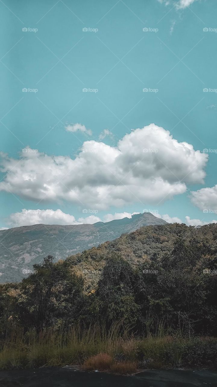 landscape with blue sky