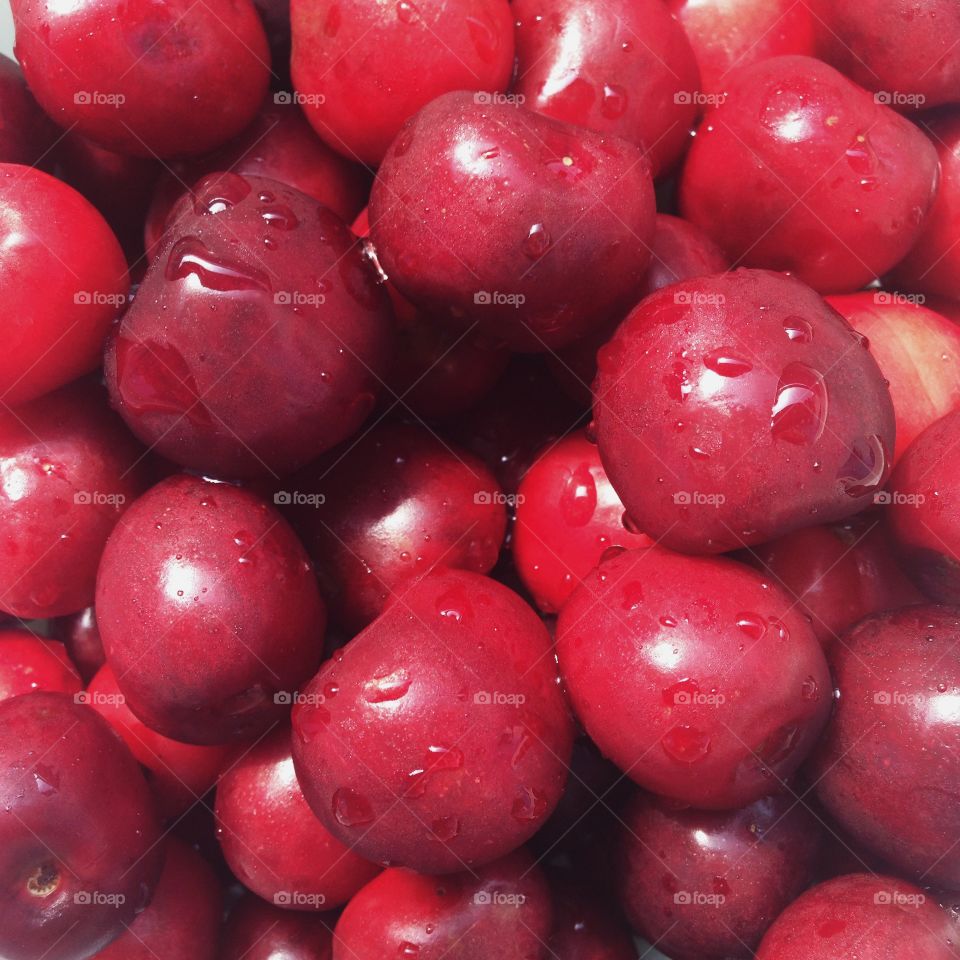 Fresh wet cherries