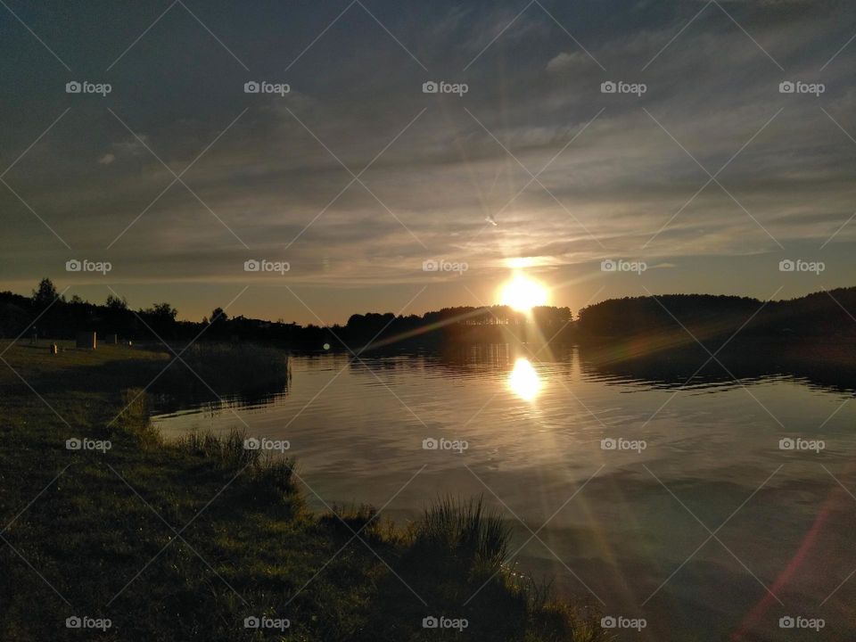 beautiful sunset landscape lake