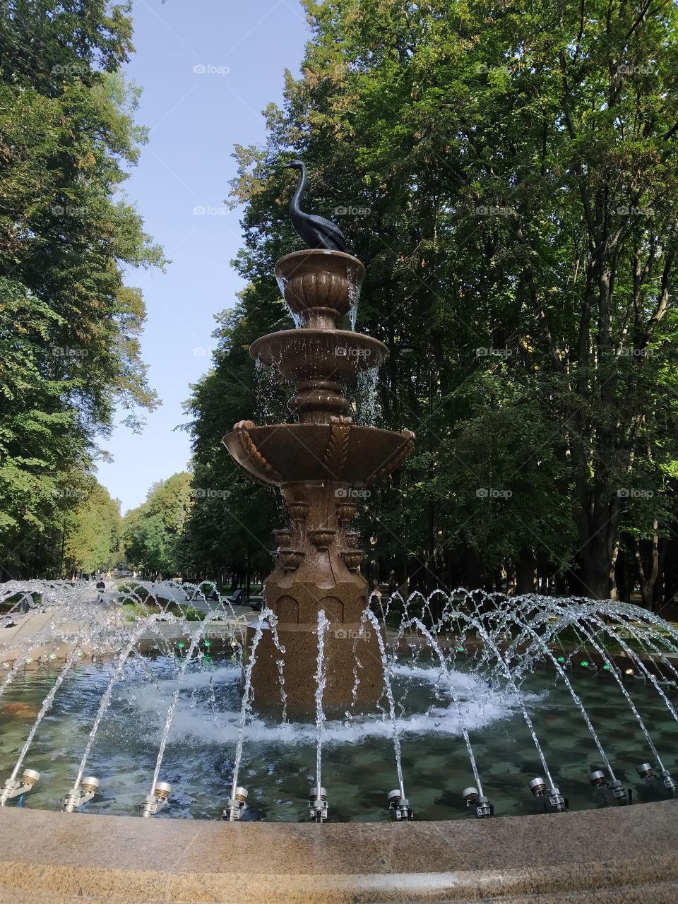 Fountain in the city square.
