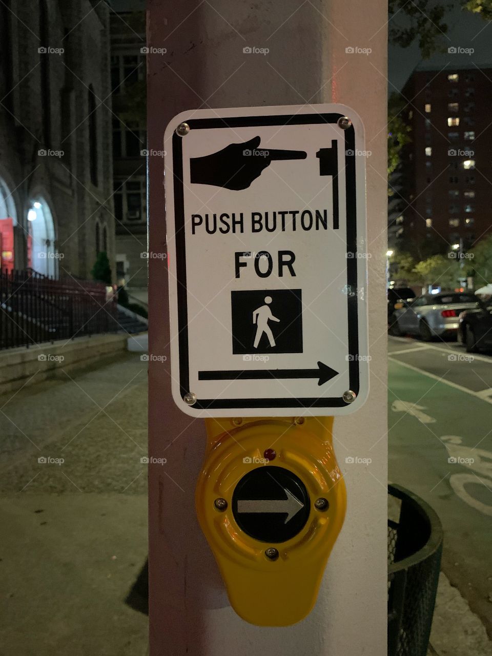 Signs are important to cross and walk the pedestrian lane. Press the button for walking.