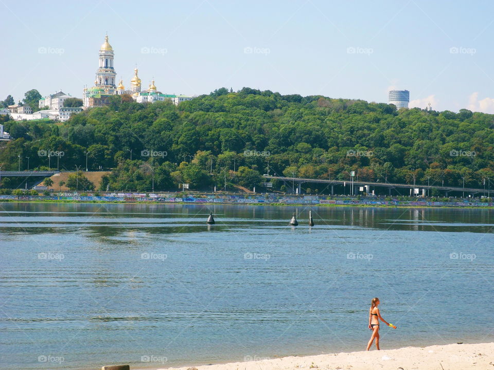 city ​​beach at Hydropark in the city of Kiev, summer 2017