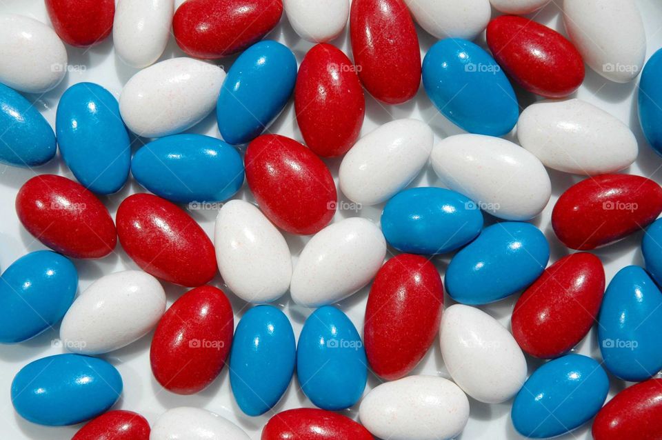 Red white and blue candy. 
