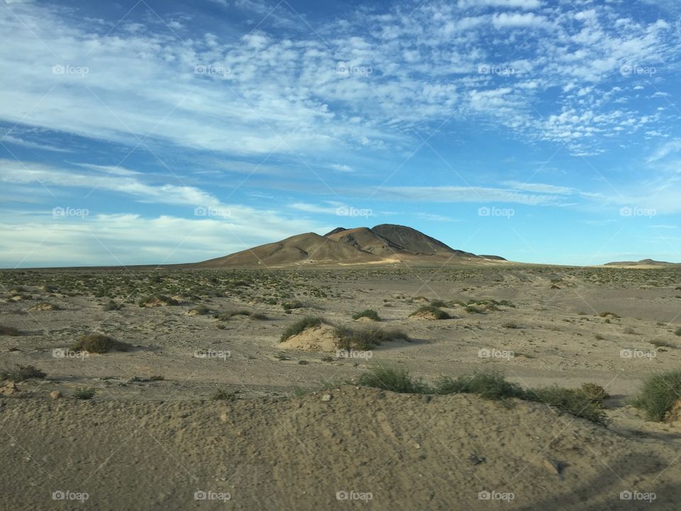Isolated mountain in desert