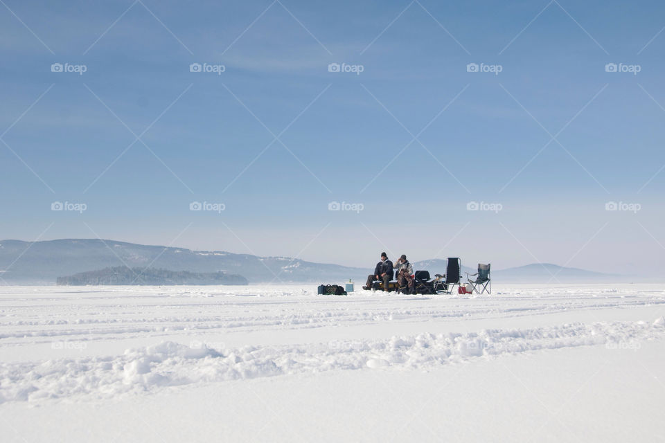 Ice fishing On Lake Winnepesaukee