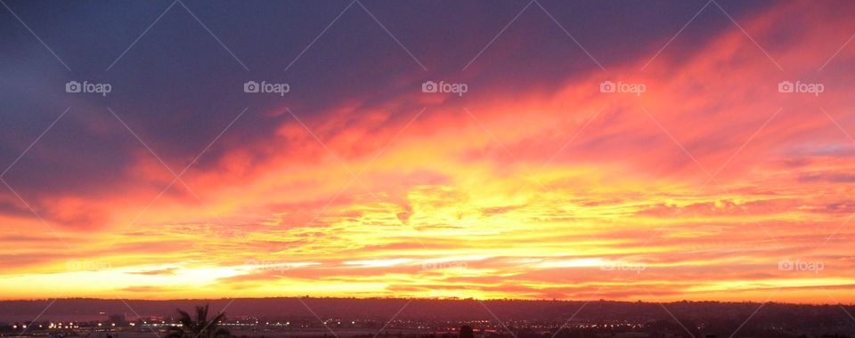 Sunset over San Diego International Airport, Lindbergh Field