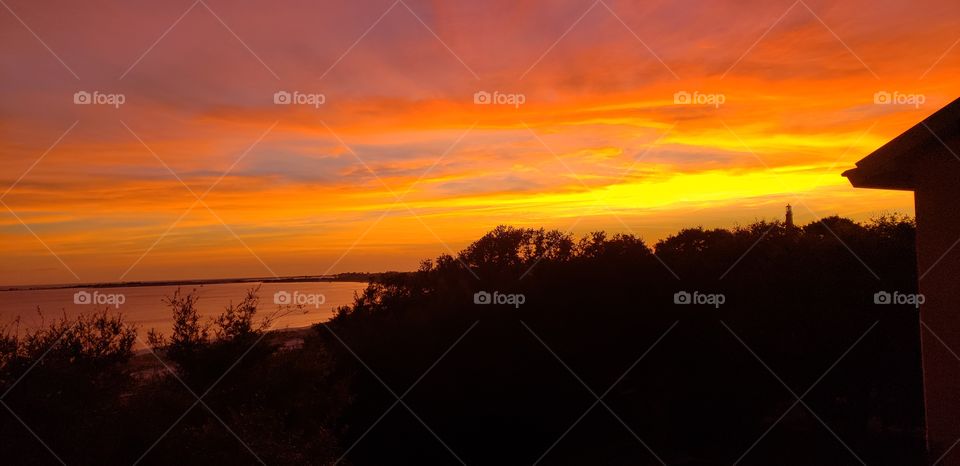 Orange sunset on the Gulf.