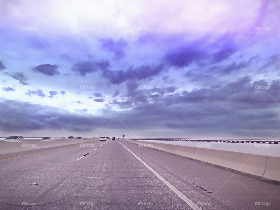 The Skyway bridge road over beautiful Tampa Bay.