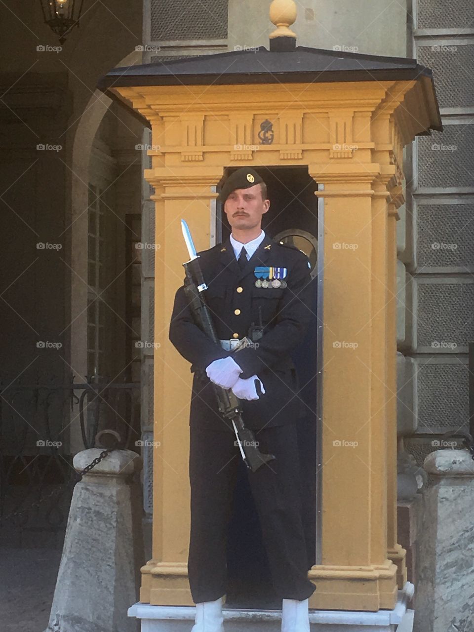 A Swedish castle guard at the castle in Stockholm.