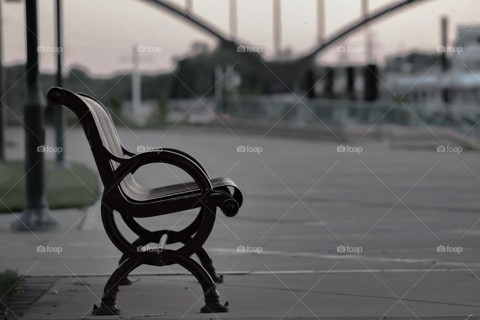 Park bench along the river