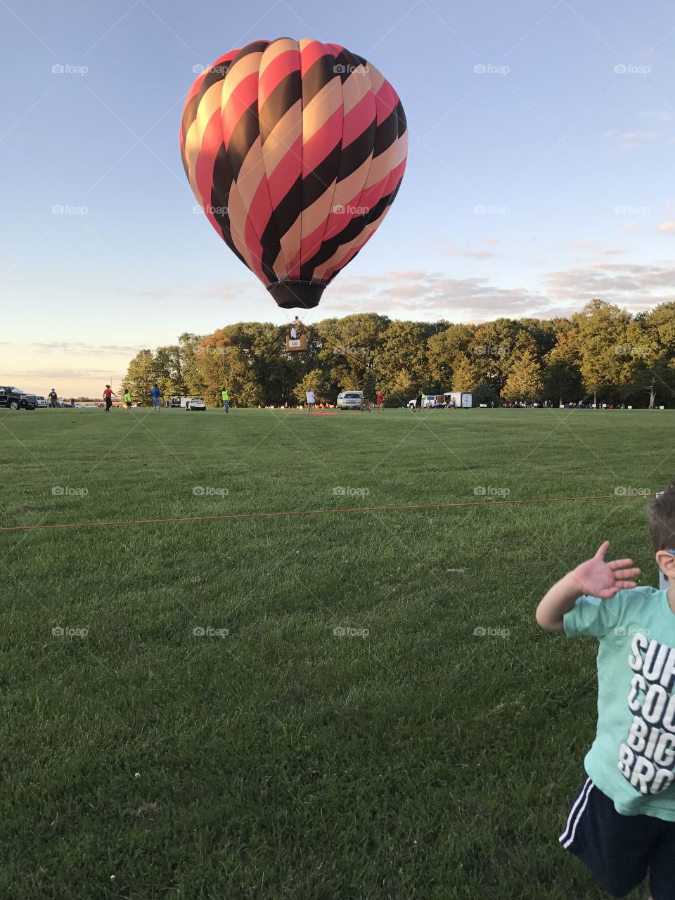 Hot air balloon taking flight 