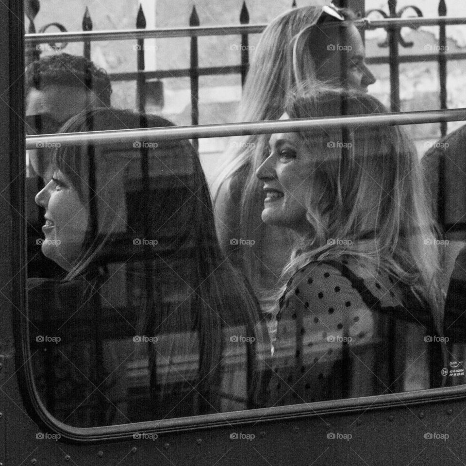 Girls in vintage tram