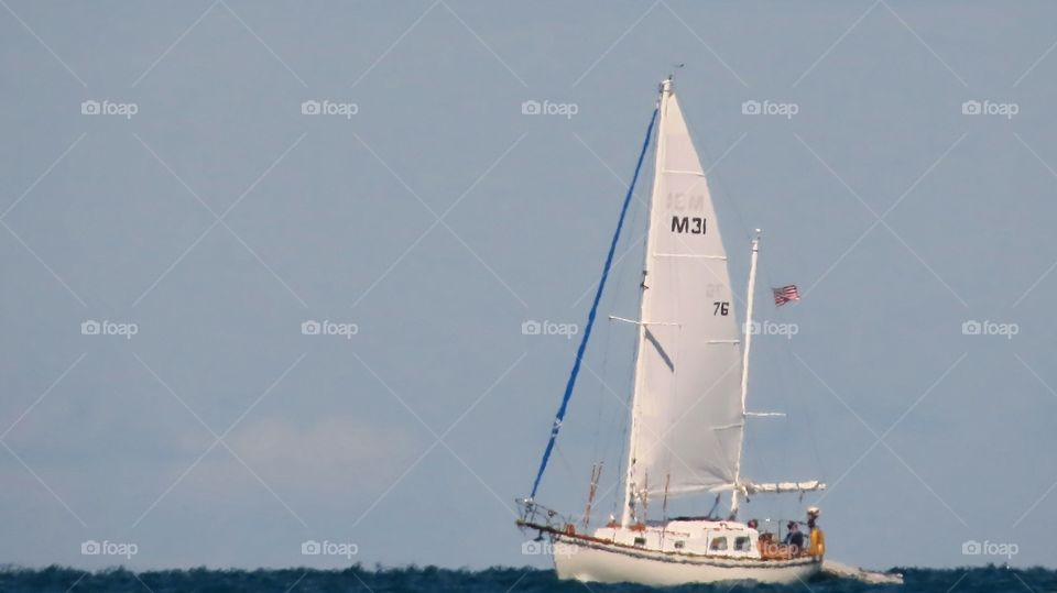 US Flag on Sailboat