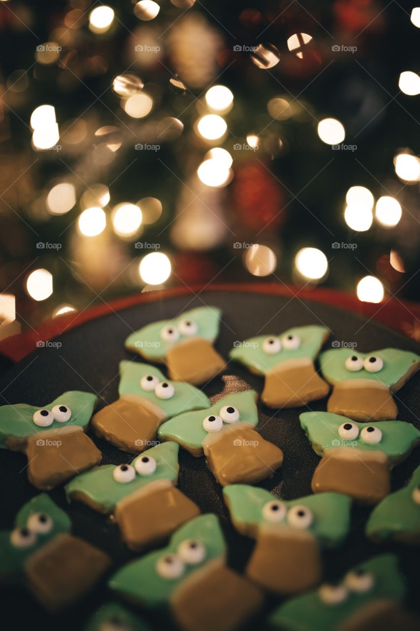 Baking some delicious Baby Yoda Christmas cookies and enjoying them with my fur child! These took way too long to make! 