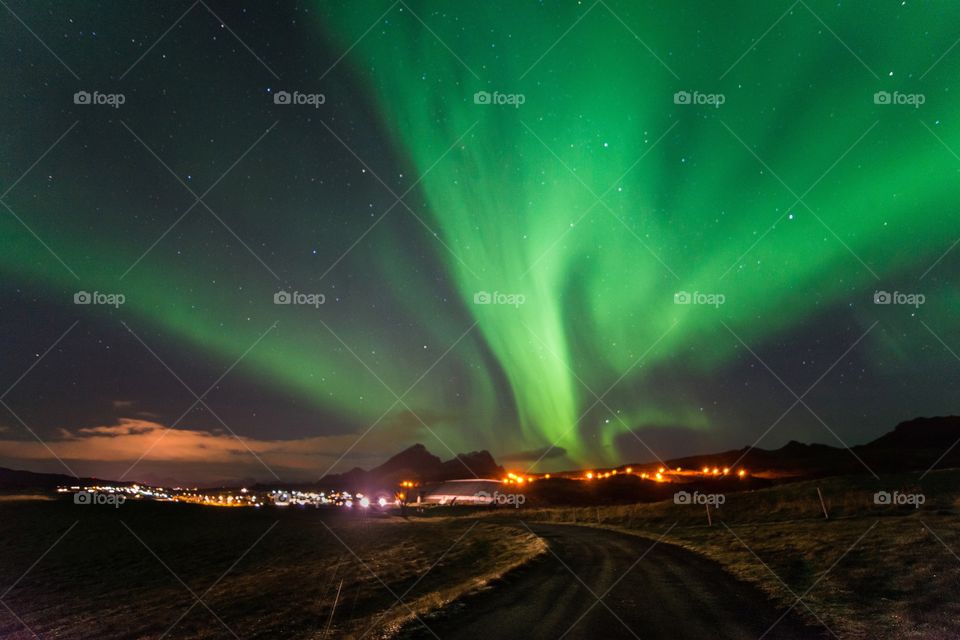 Scenic view of northern lights