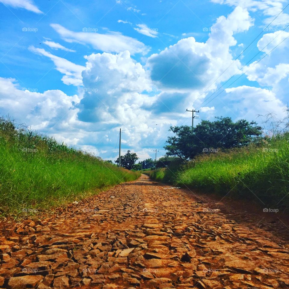 Cobble stone road in Mexico 