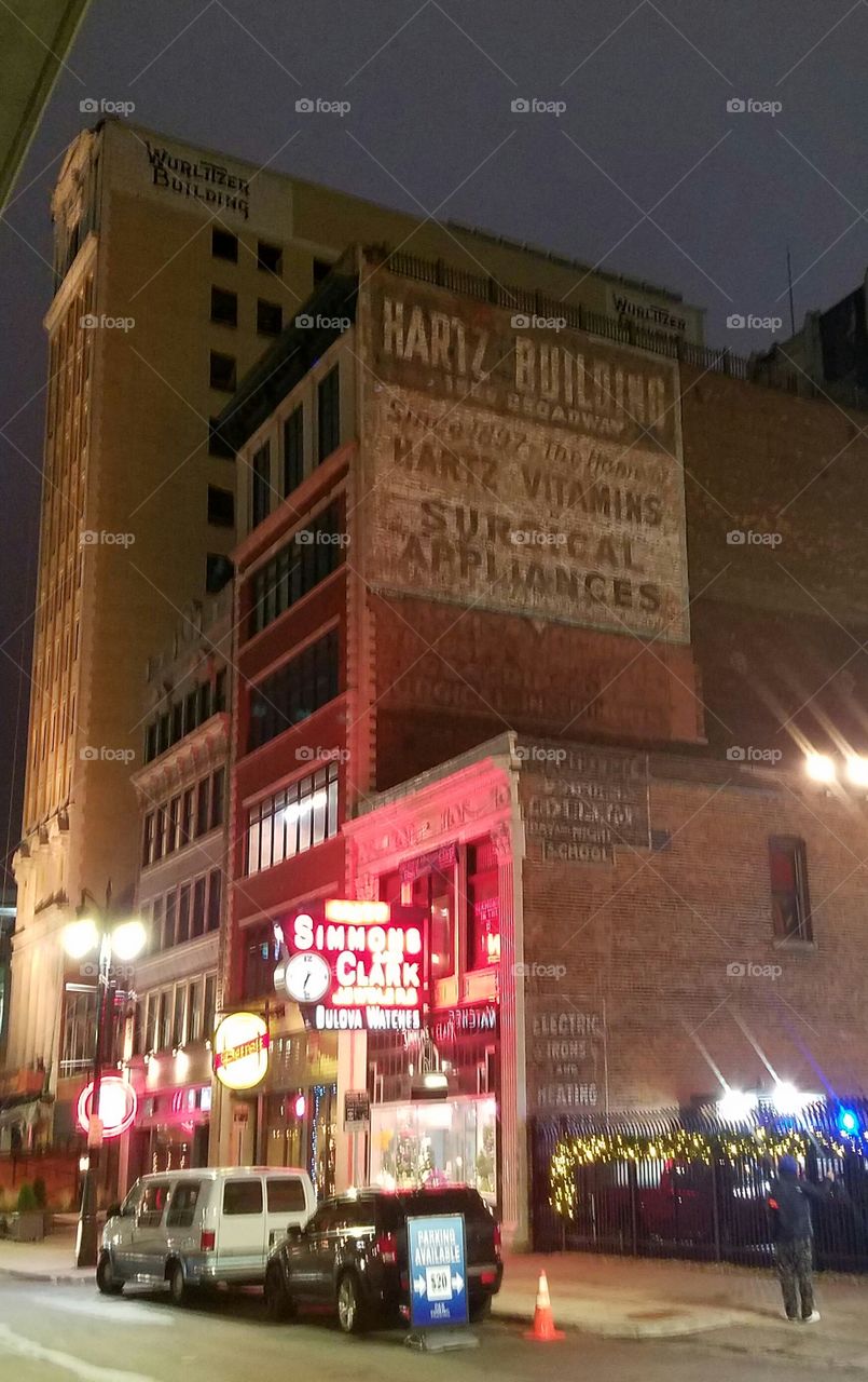 Vintage ads on old building