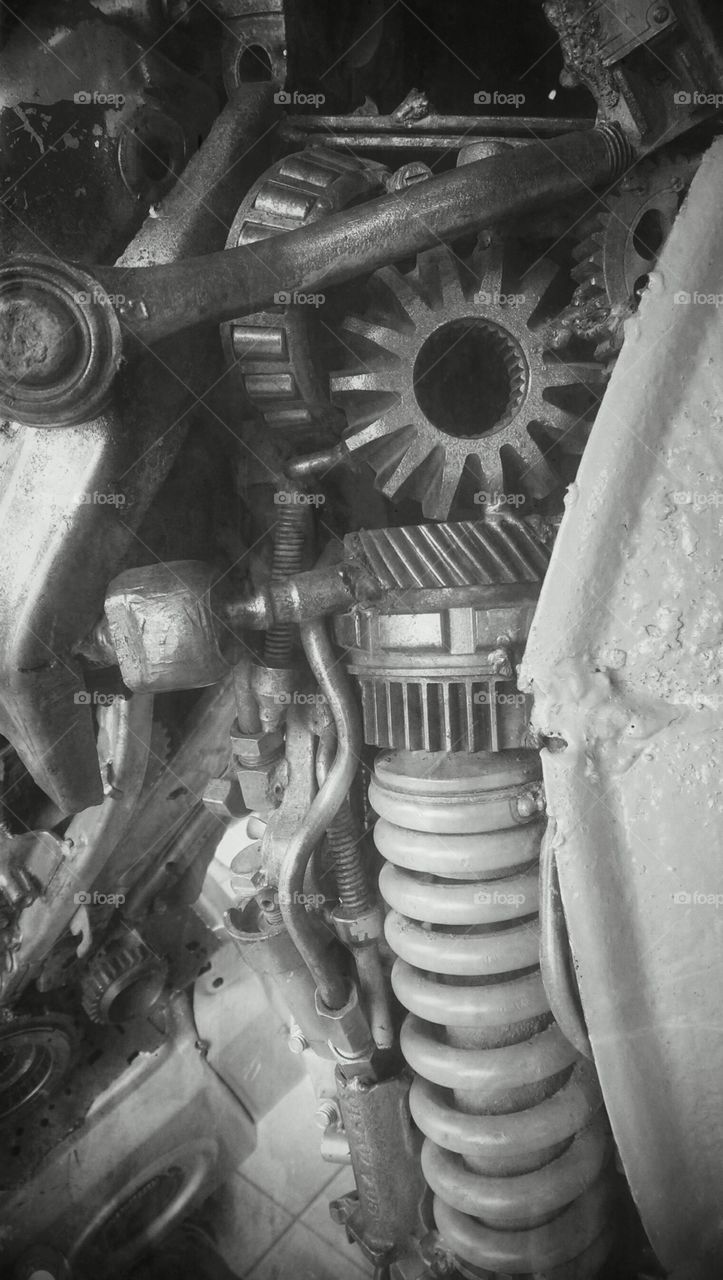 Mechanical . the knee section of a transformers sculpture I saw in Niagara Falls 