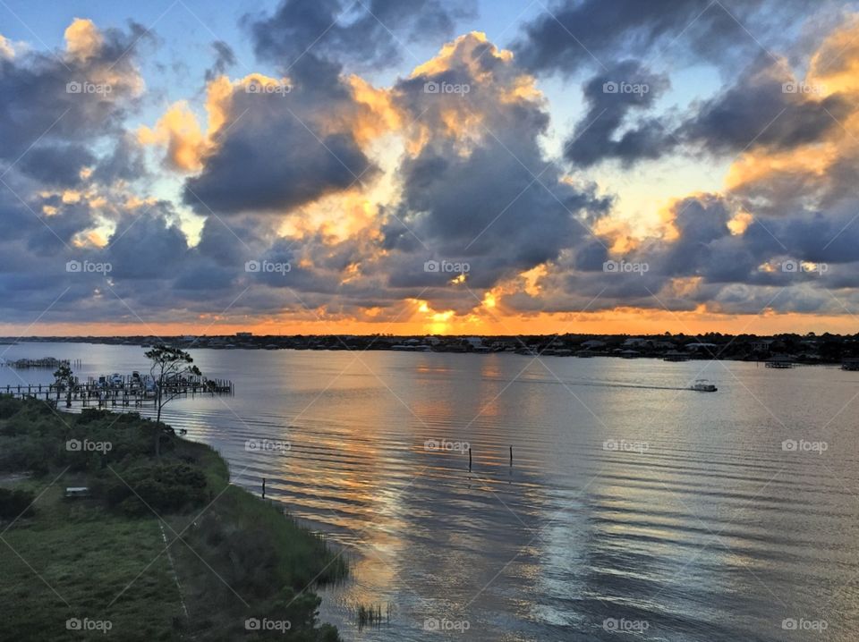 Beautiful bay view sunset in Florida 
