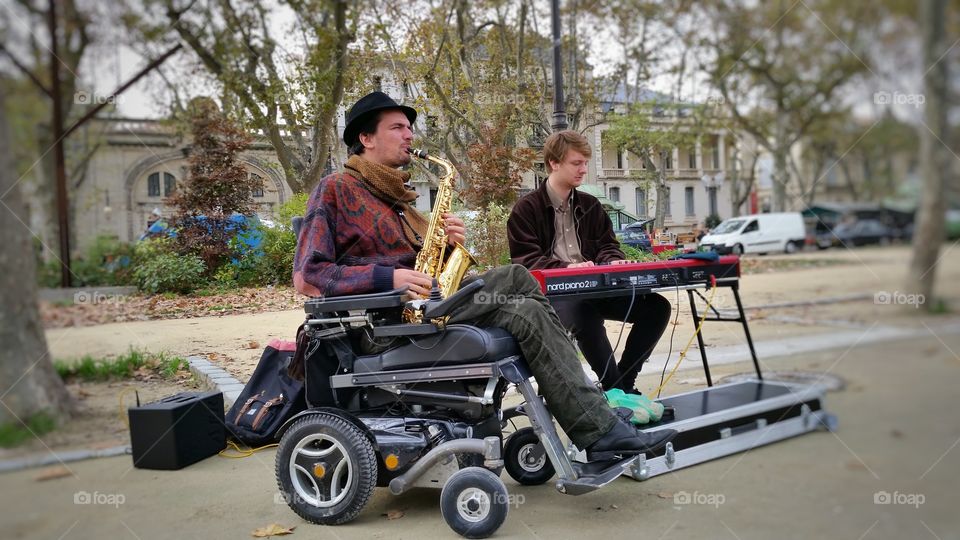 handicaped street performer. taken in Montpellier, France