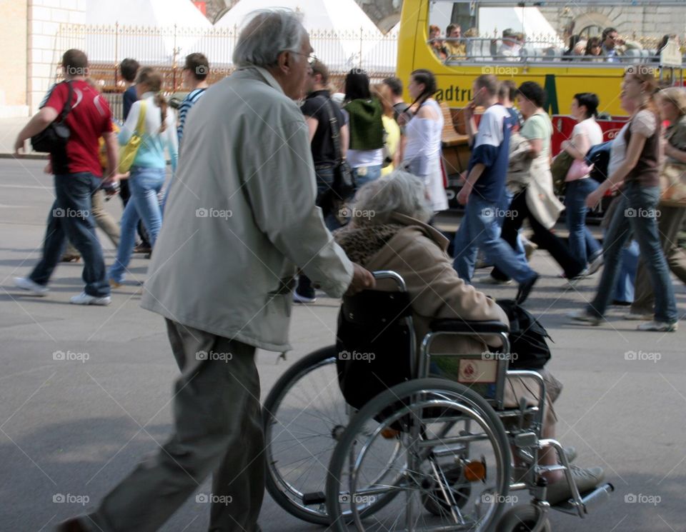 Street, People, Wheelchair, City, Police