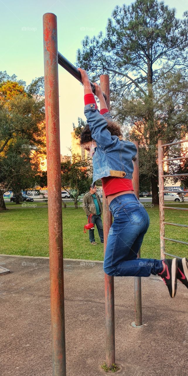 Girl playing in the square
