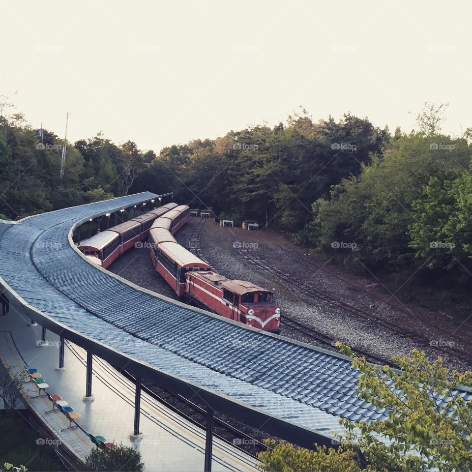 Train station. Old train 