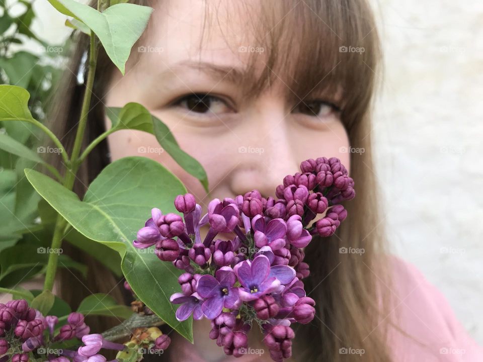 A girl portrait with lilac