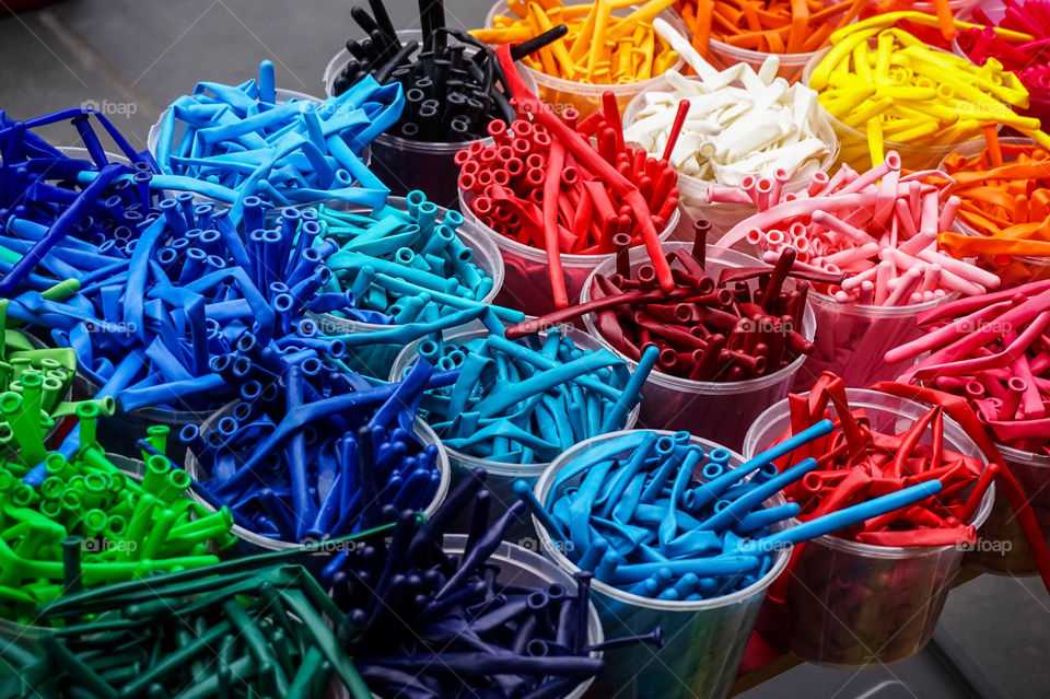 Colorful balloons ready to be made into shapes