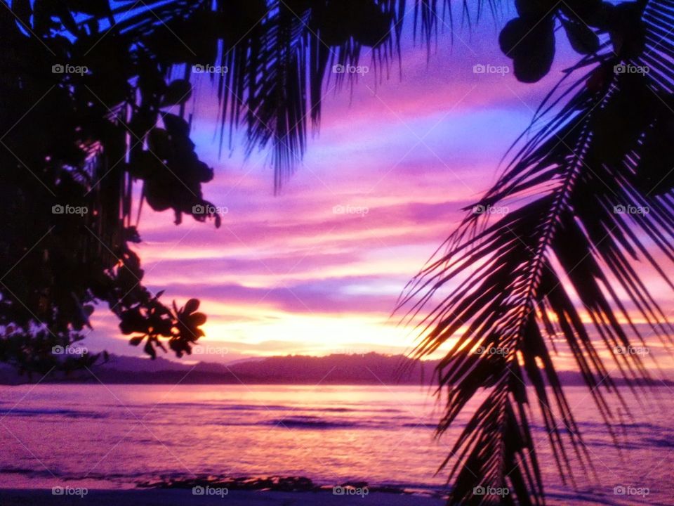 Sunset in Costa Rica. Puerto Viejo 