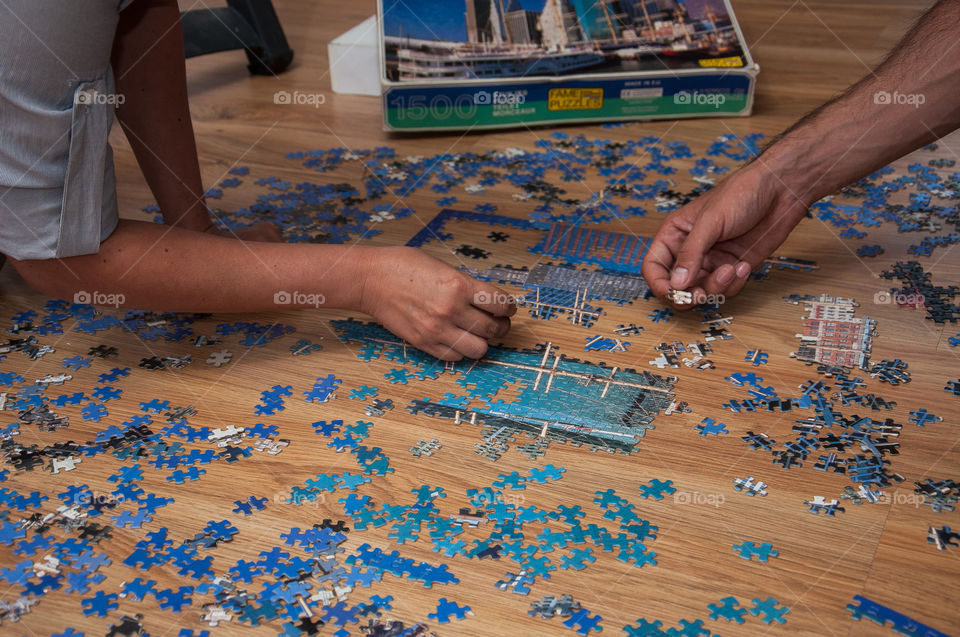 Working together on a puzzle