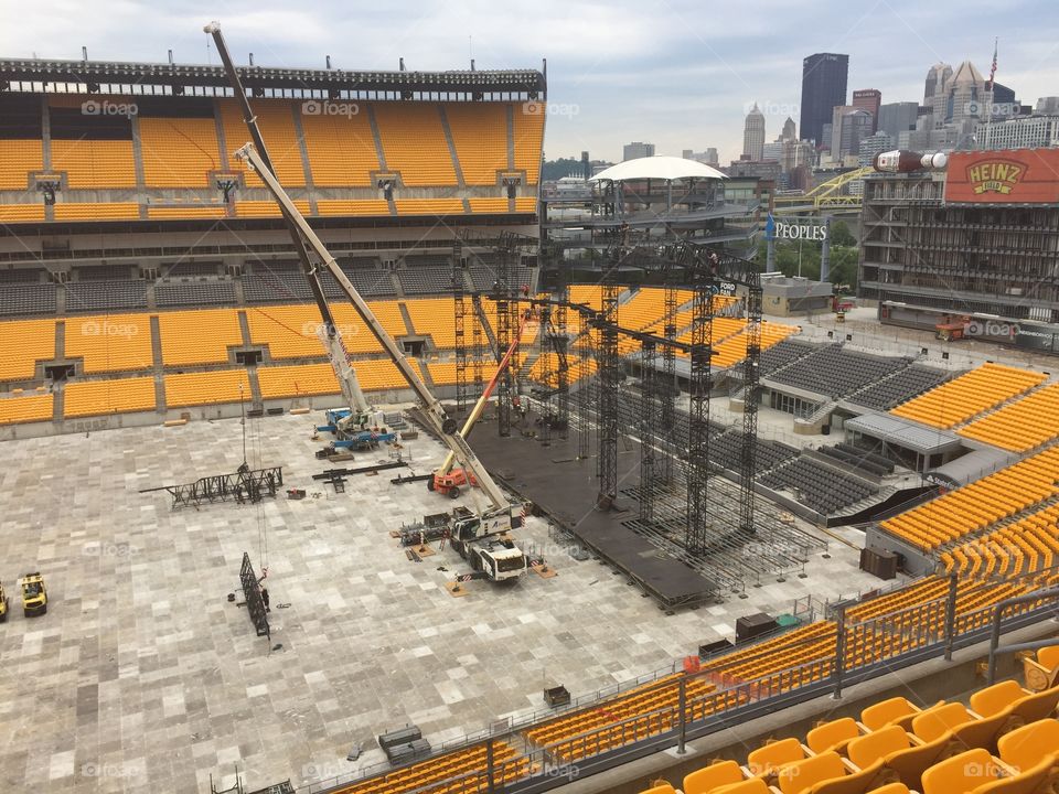 Stage build for rock concerts