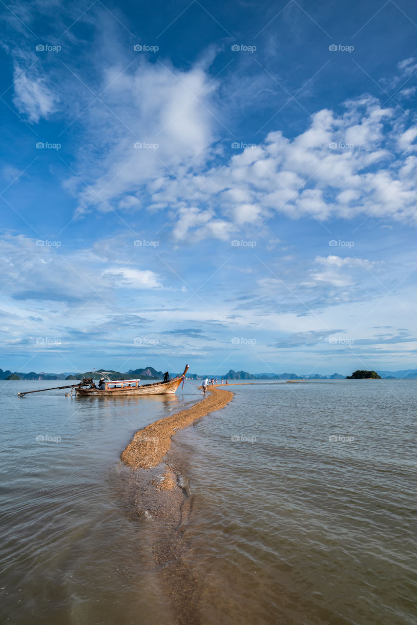 Beautiful unseen scene of long pier in sea at Thailand