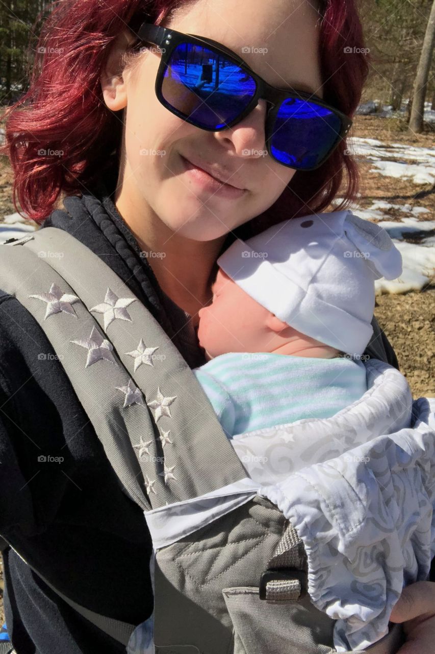 Luna’s first hike at 3 weeks old. 