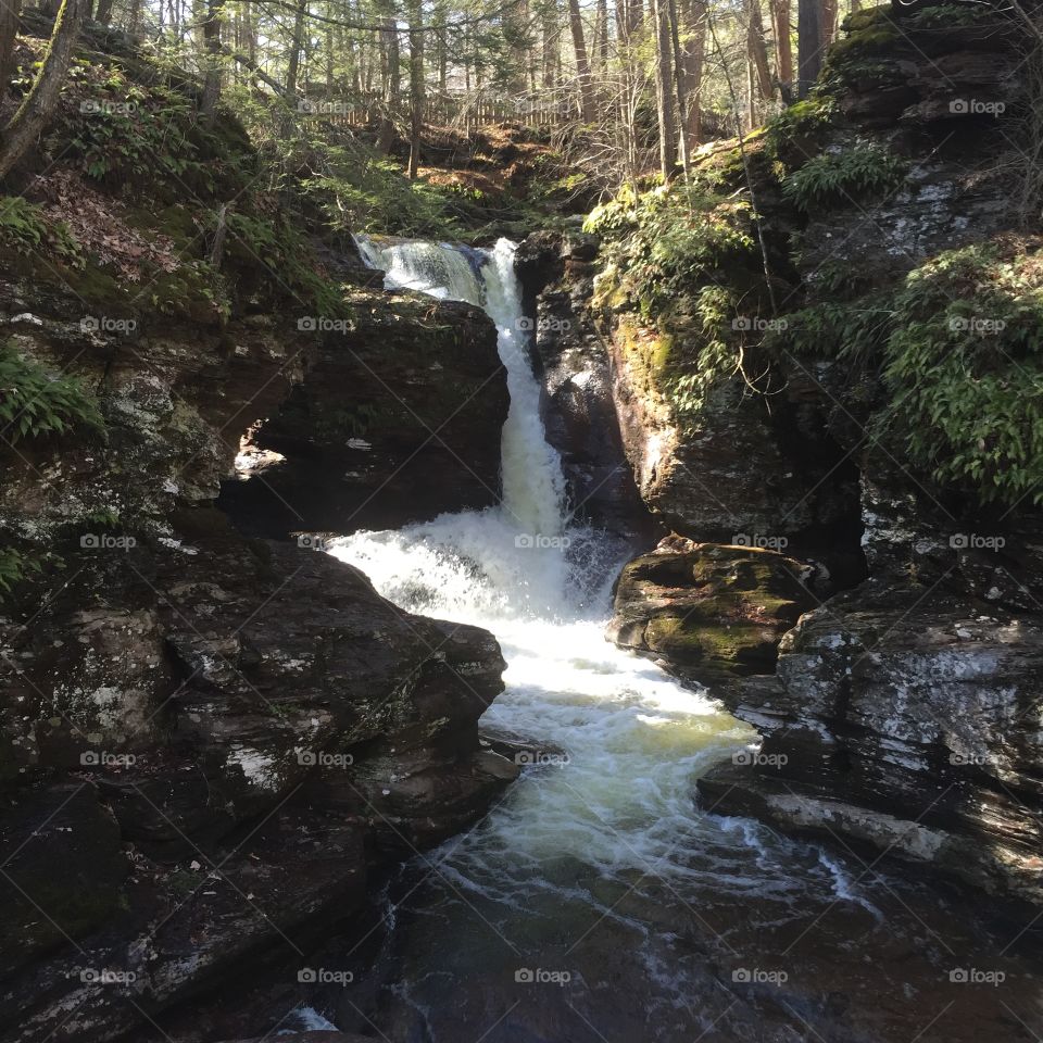 Spring runoff waterfall overflow