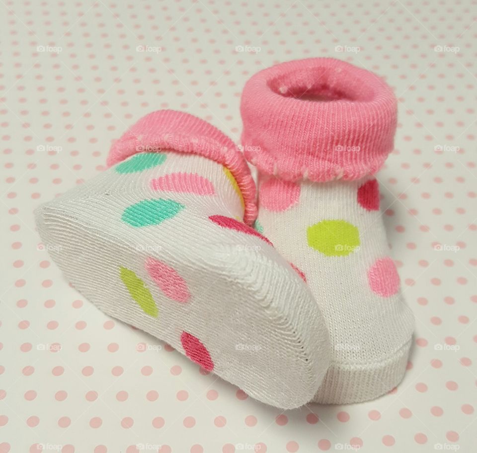 pink and white baby girl socks