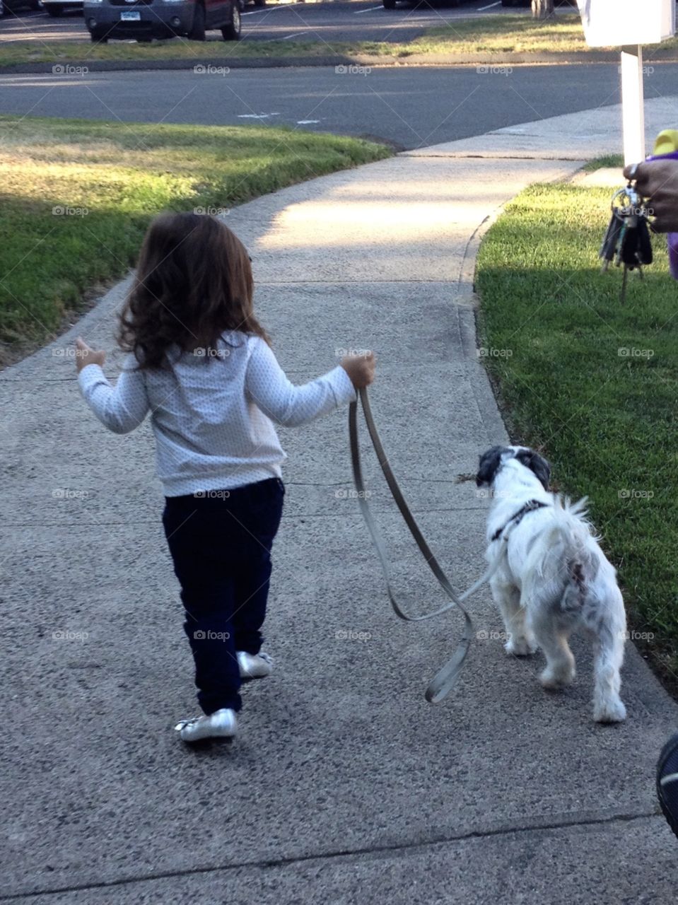Walking her dog 
