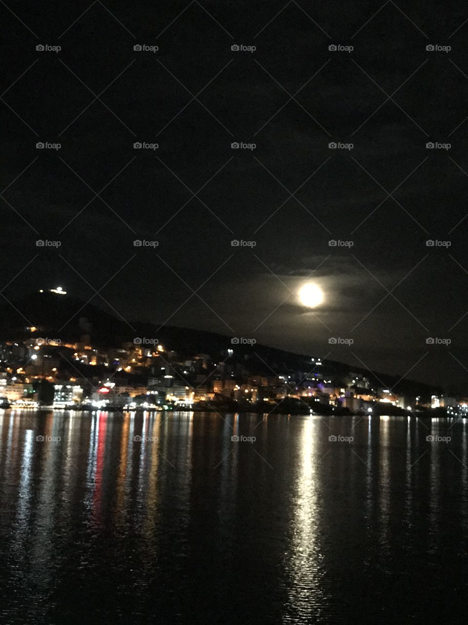 Full Moon...Beautiful Saranda,Albania...Light in the moon night✨