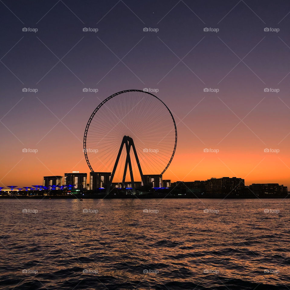 Ferris wheel.  sunset