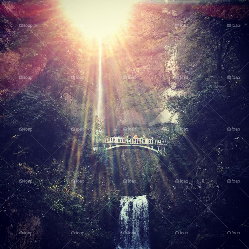 Sunny day at Multnomah Falls, Oregon