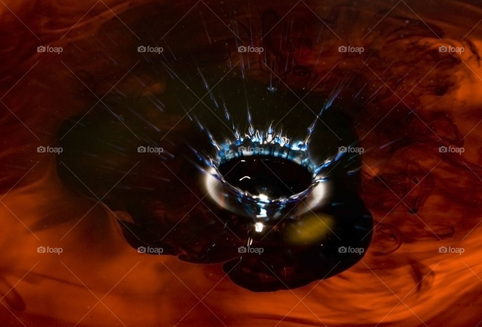 Water Drop - Blue with Red Background